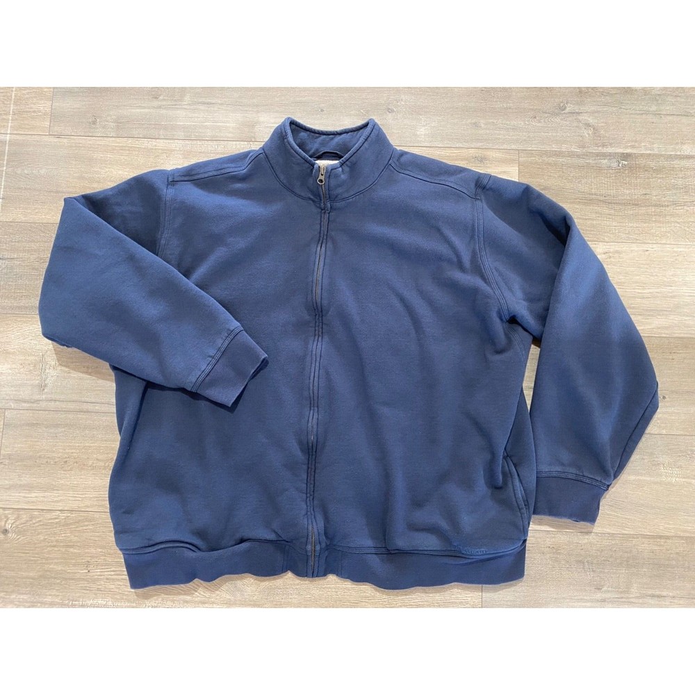 LL BEAN KATAHDIN IRONWORKS Mens XXL Tall Sweatshirt Sherpa Lined Full Zip Blue